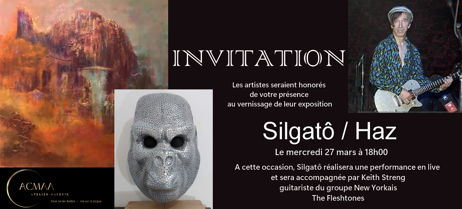 Expositions de peintures de Silgatô et de sculptures de HAZ a la galerie Acmaa